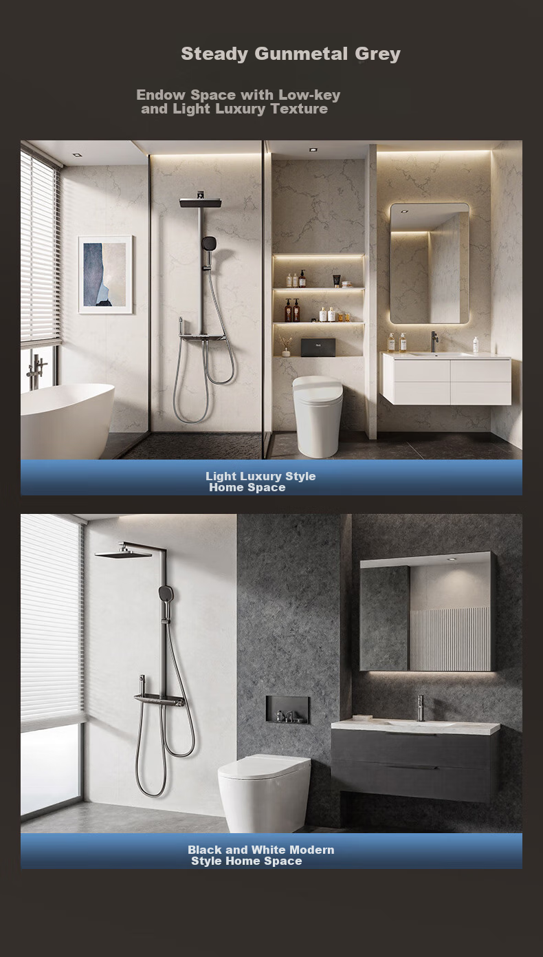 HEGII Shower Head D45, Descaling Self-Cleaning Square Tube Bathroom Shower Set DMF956B-334C 2