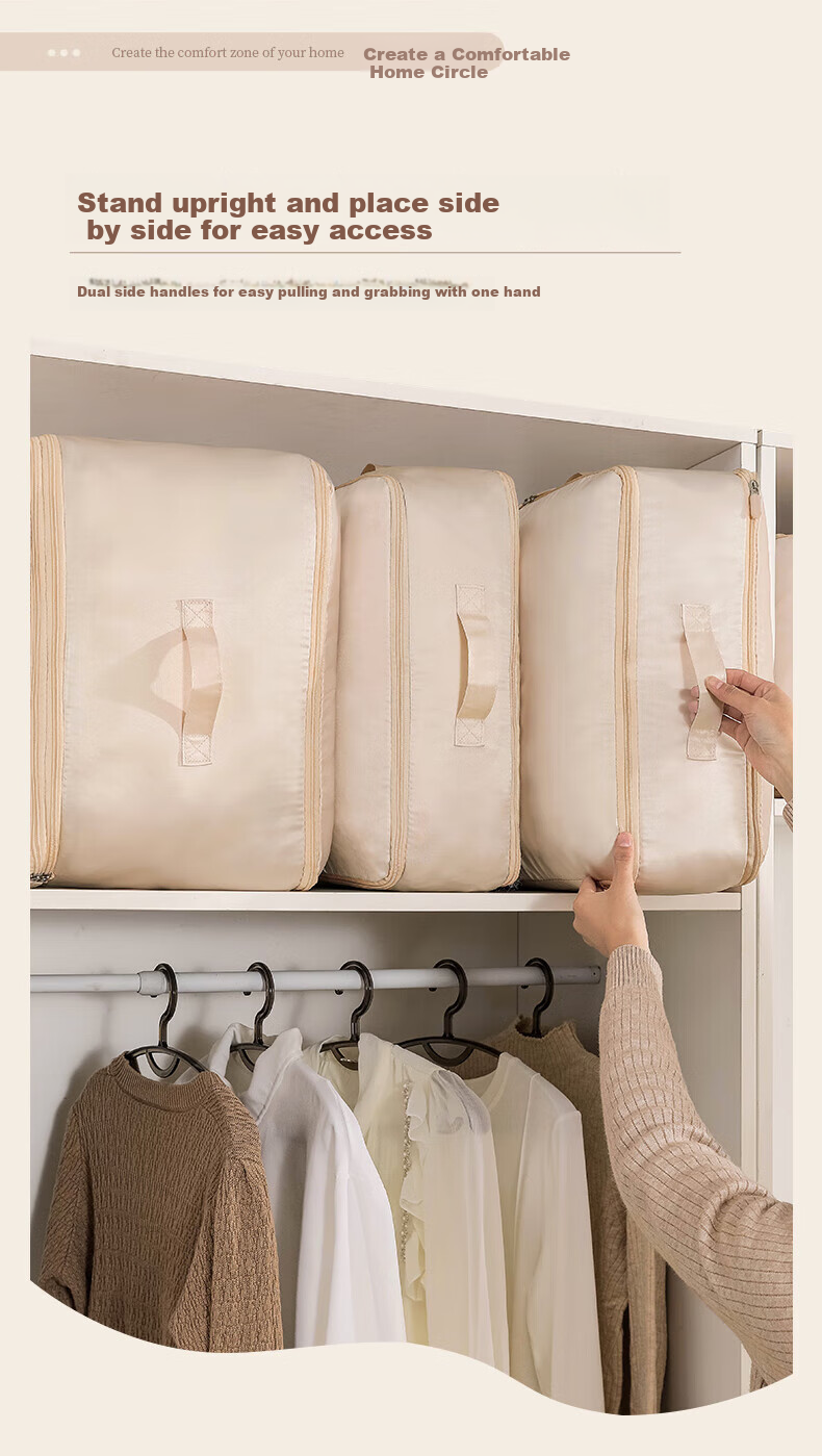 Bangnimeijia Compressed Storage Bag for Down Jackets, Clothes, Quilts, Moving And Packing, Oatmeal Color, Large Size 5