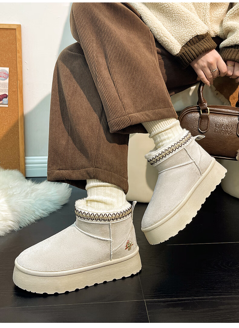 Renben Women's Winter Snow Boots Fleece Lined Thickened Cold Resistant Short Boots Brown Size 36 7