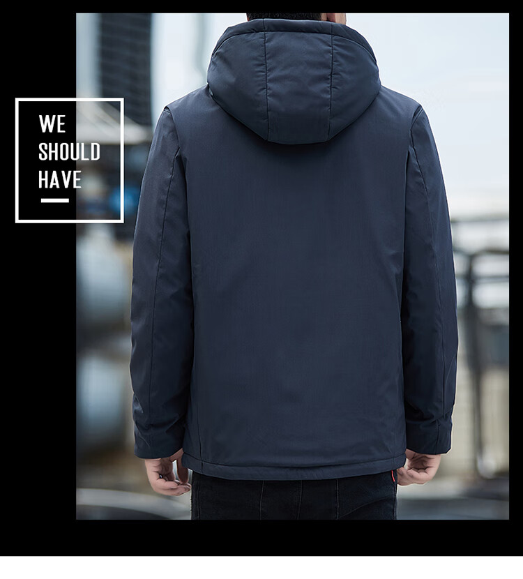 JEEP Men's Autumn Winter Casual Thickened Warm Outdoor Sports Cotton Jacket Dark Blue XL 9