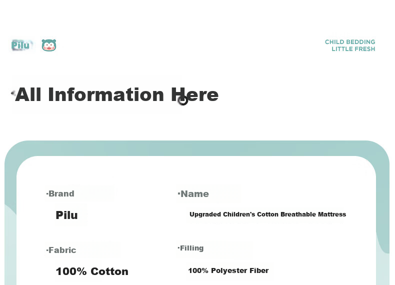 Pilu Kindergarten Mattress Pad, Baby Mat, Infant A-Class Children's Bed Nap, All-Cotton Soft Mattress, 60*135cm 42