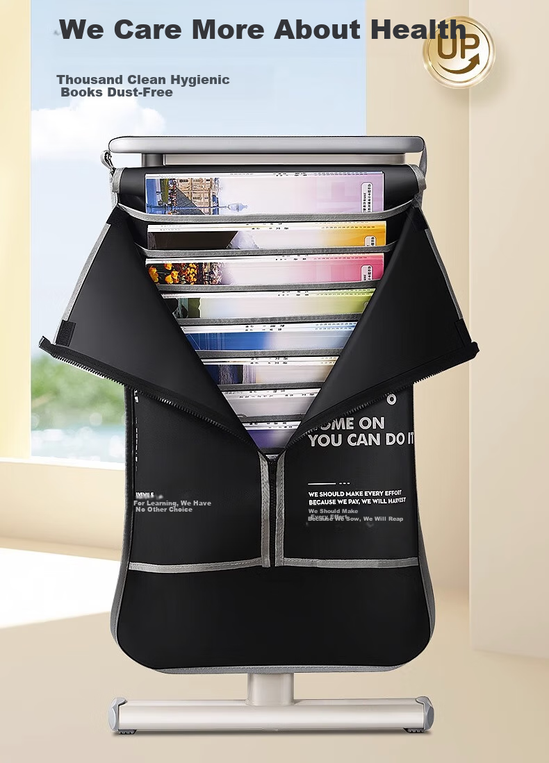 Wusheng Hanging Book Bag for High School And Middle School Students, Desk Organizer, Student Side Hanging Bag for Desks, Classroom Bookshelf, Desktop Storage Rack, Book Holder, Thickened Dustproof Pure Black 5