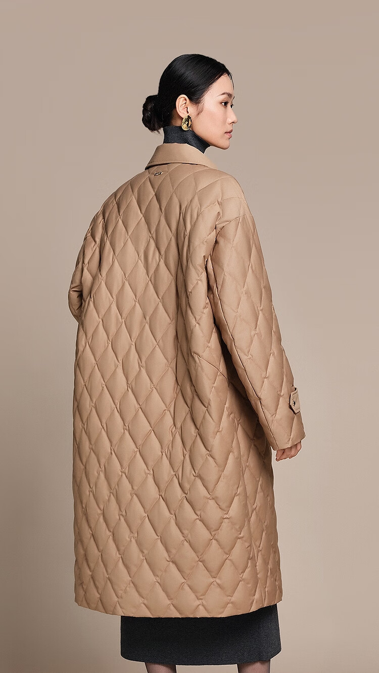 BOSIDENG Spring Autumn 90% Goose Down Lightweight Lapel Slim Fit Long Business Commuter Women's Coat 8