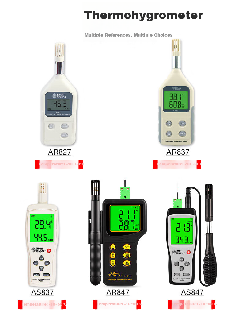 Xima High-Precision Digital Air Temperature And Humidity Meter, Industrial Handheld Integrated Temperature And Humidity Detector AR807A+ 3