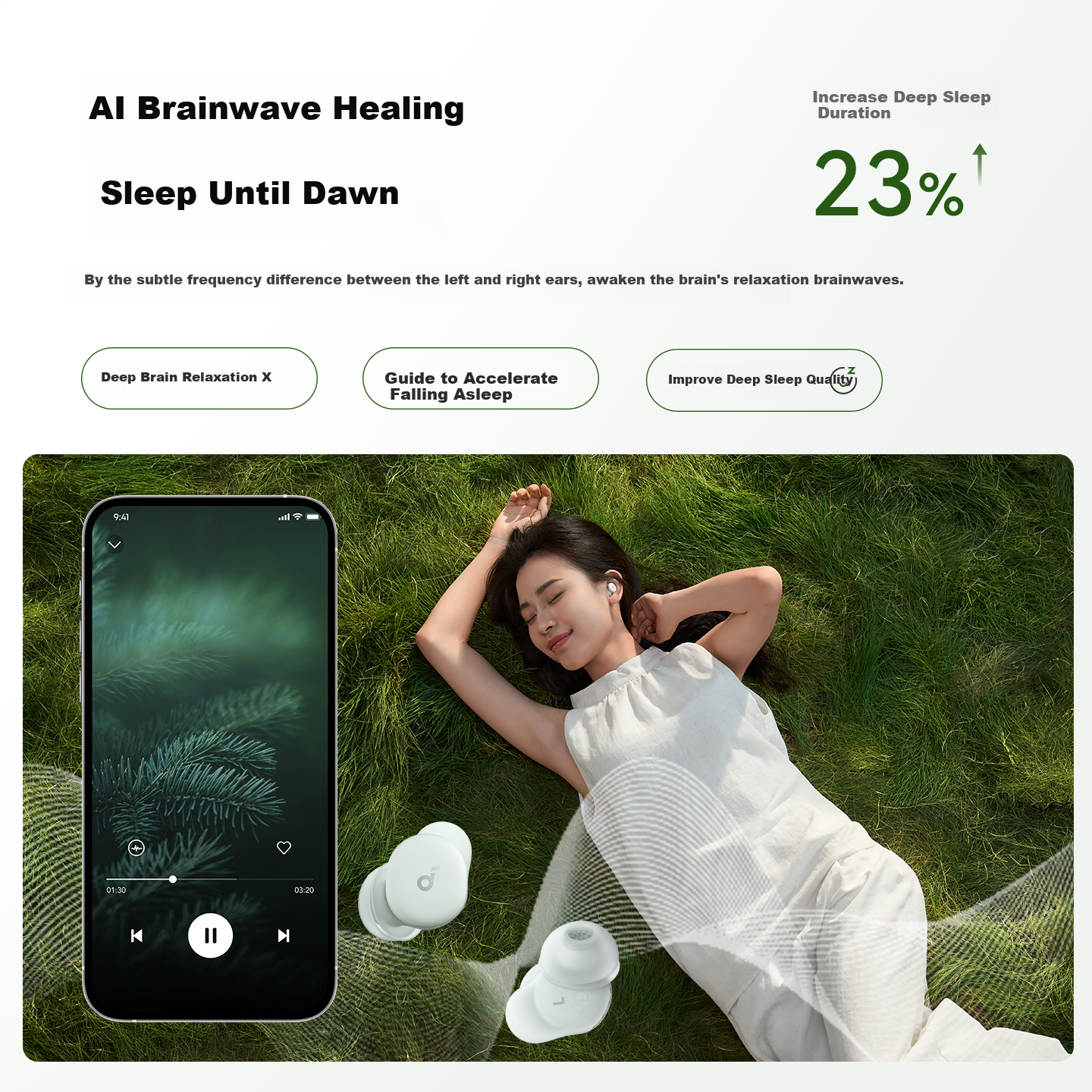 Наушники SoundCore A30 Deep Sleep Cabin для сна, беспроводные с шумоподавлением, невидимки