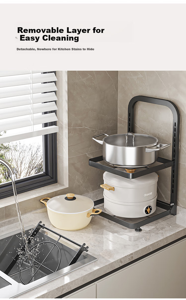 MAXCOOK Kitchen Storage Rack Under Sink Pot Rack, Organizer Floor-Standing Multi-Layer Countertop Shelf, Adjustable Three-Tier MCZW5960 6