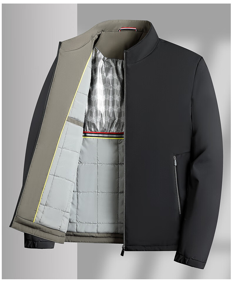 TUCANO Padded Men's Autumn Winter Short Thickened Stand Collar Jacket Middle-aged and Elderly Executive Dad's Coat 10
