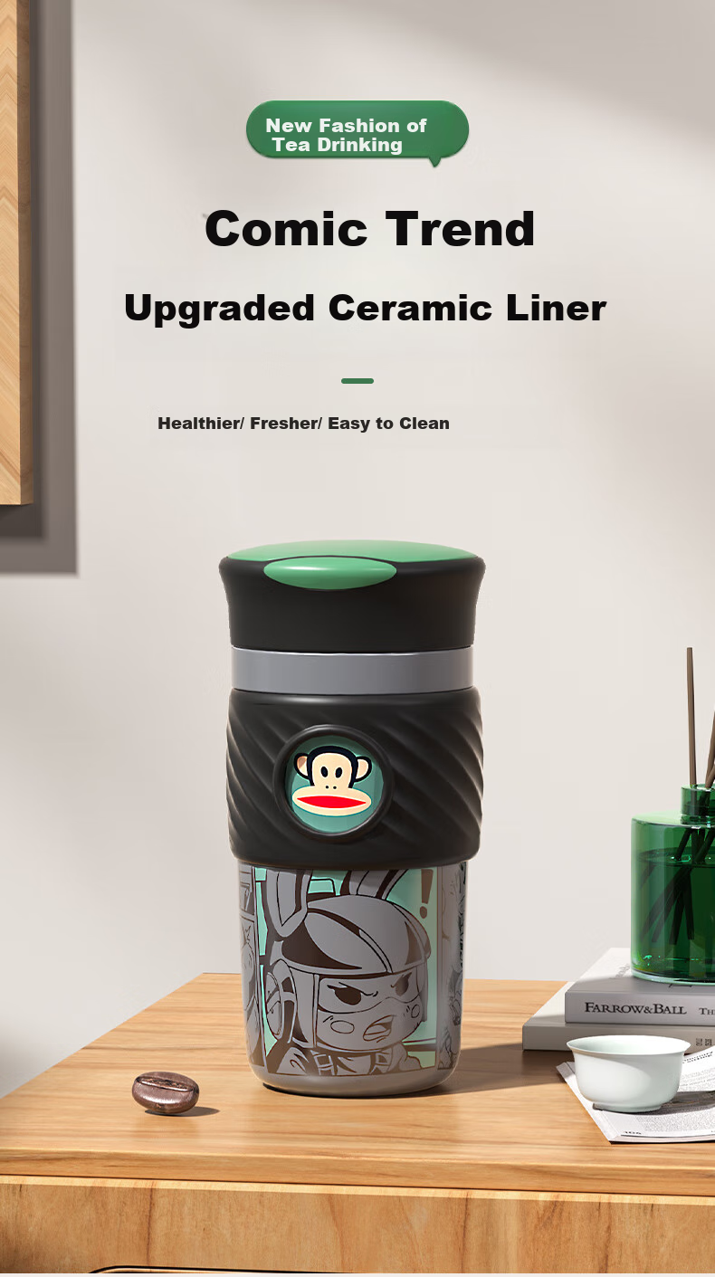 Paul Frank Insulated Mug with Ceramic Inner Liner, Water Cup for Tea And Drinking, Gift for Couples, 480ml*2 Gift Box Set 1