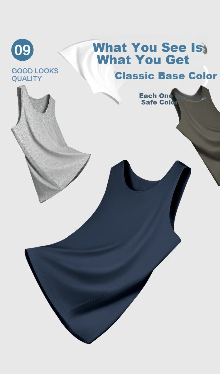 Hodo Men's Cotton-Spandex Solid Color Round Neck Breathable Sports Undershirt Tank Top, 2-Pack 8