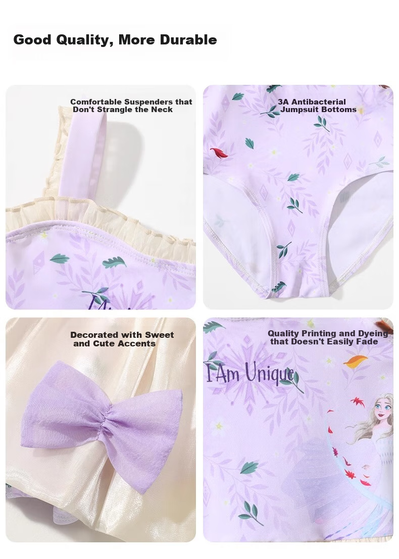 Dishini Girls' One-Piece Swimsuit for Children, Toddlers And Young Kids Aged 3-6 Swimming Costume D35042 Lavender Purple 110 15