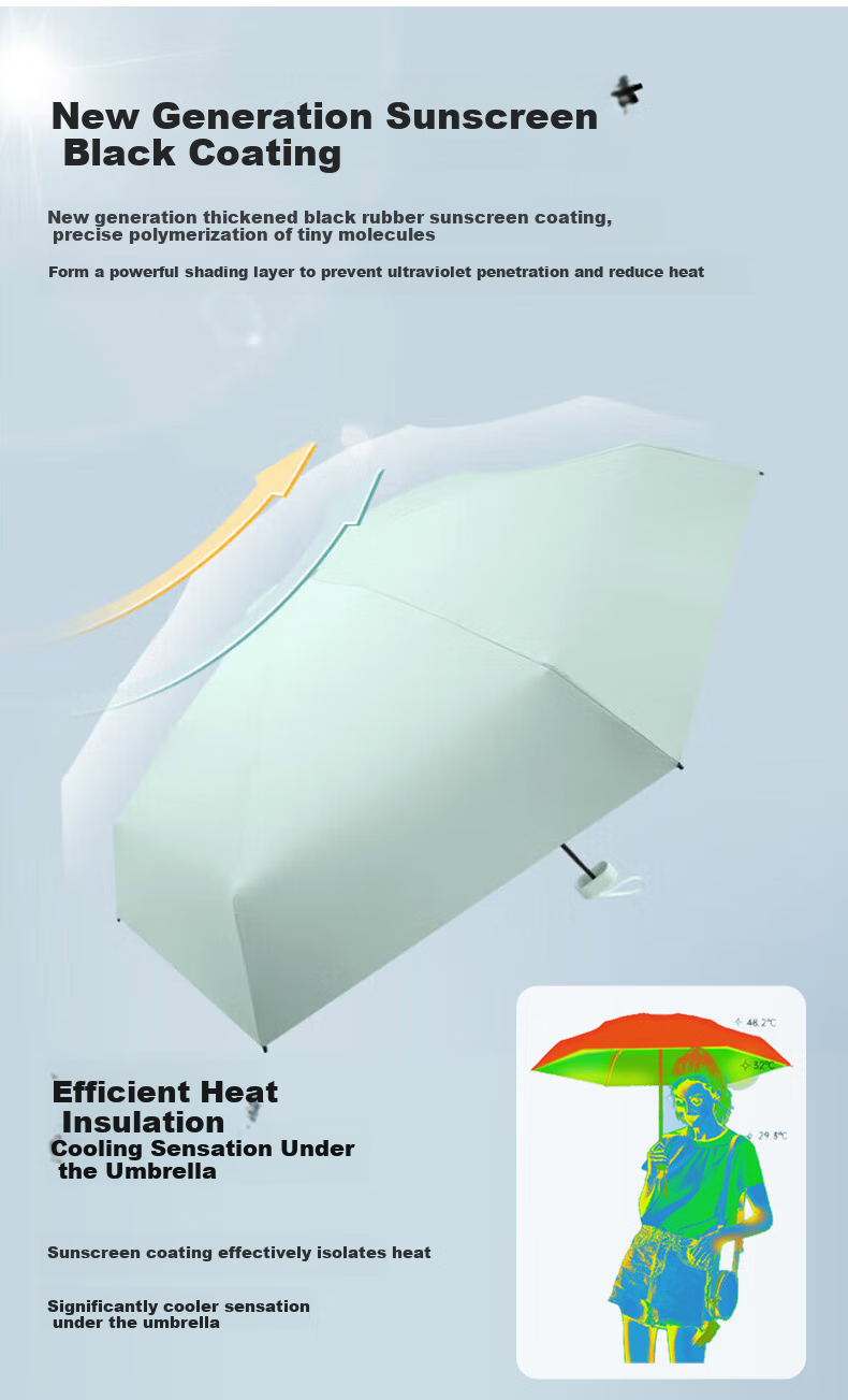 Meebordi UV Protection Folding Umbrella for Women, Dual-Use for Sun And Rain, Compact Mini Sun Protection Umbrella with Capsule Design, Portable Gift for Girlfriend 6