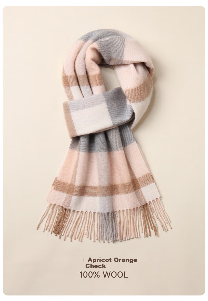 Hengyuanxiang Women's Winter Scarf, Pure Wool Plaid Shawl, Autumn And Winter Ladies' Neck Warmer, Mid-Autumn Festival Gift for Mom, Birthday Present in Gift Box 13