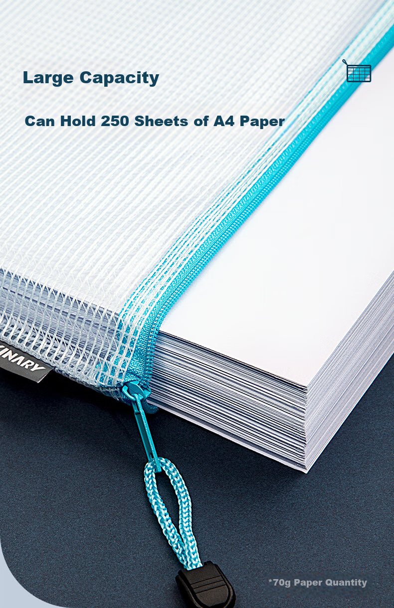 Jindeli 10 A4 Plastic Mesh Transparent Contract Document Bags with Zipper, File Folders, Document Pouches, Student Exam Paper Storage Bags, Handbags, Office Supplies, Stationery, Water Blue FB8030 4