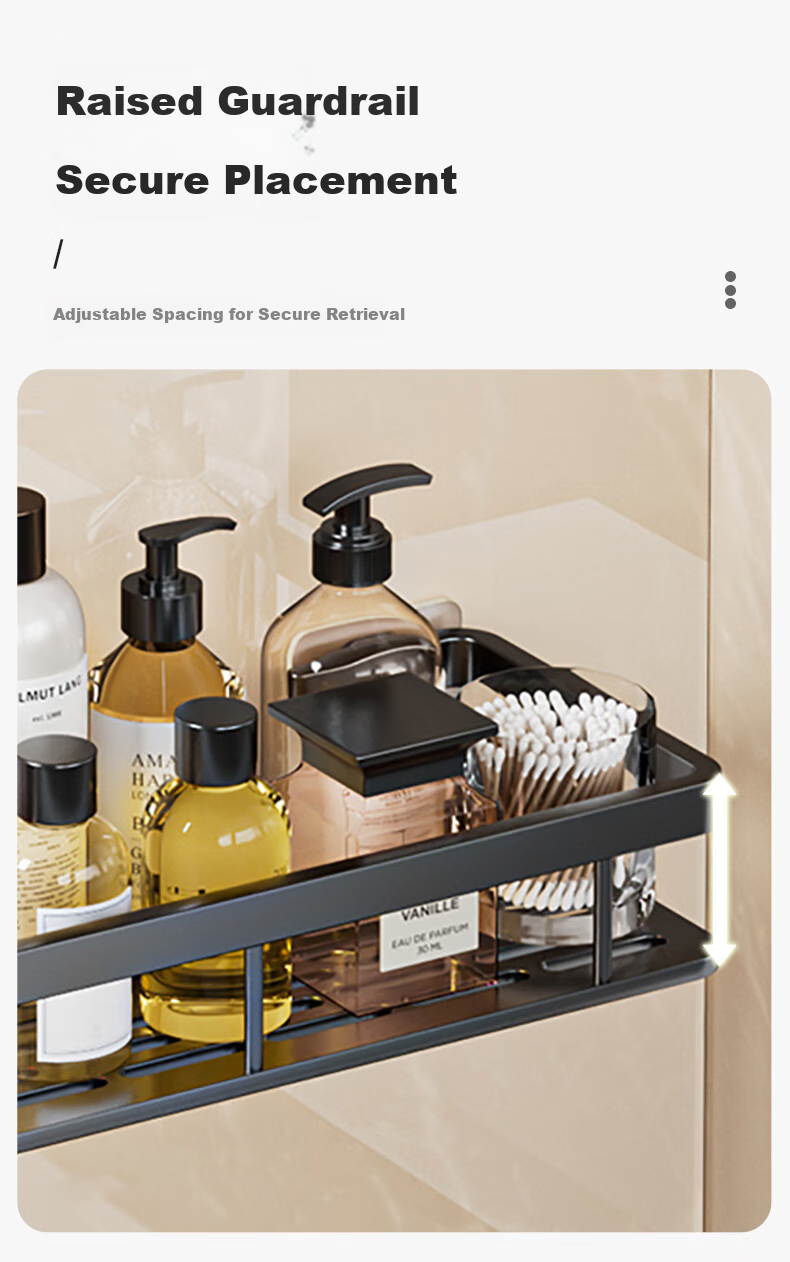 Jingjiayi Dormitory Bedside Storage Basket, Bathroom Organizer Shelf, No Drilling Required, Wall-Mounted Washroom Iron Art Storage Rack 6