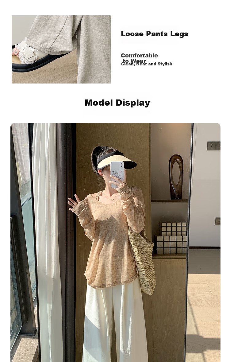 BOPRUIEY High-Waisted Cream-Colored Yamamoto-Style Pants for Women, Spring And Summer 2026 Latest Style, Lazy Casual Straight Wide-Leg Trousers 7