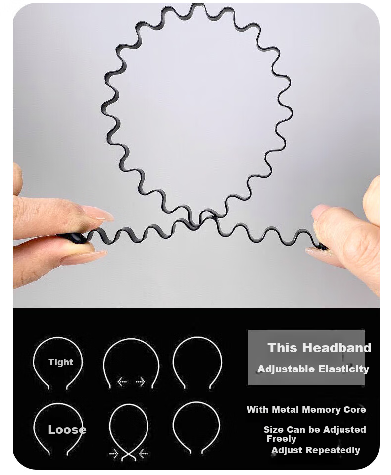 Chense Headband for Women, Travel-Friendly, Extendable, Foldable, Face-Washing Strap with Teeth, Anti-Slip, Hair-Clipping Headband for Bangs And Hair Ties 9