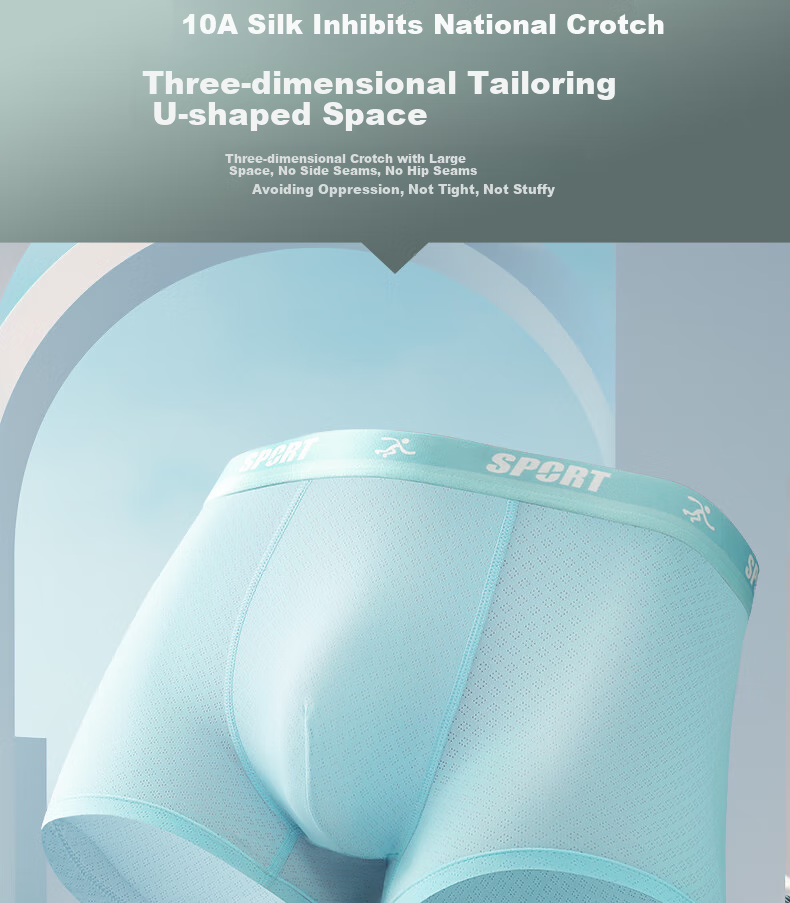 Dingguagua Youth Underwear for Boys, Thin Summer Ice Silk Shorts for Teenagers, High School And Middle School Students in Puberty, Boxer Briefs 8