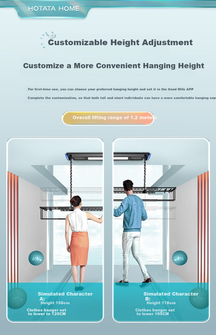 Hotata Electric Clothes Drying Rack, Concealed Lifting, Balcony Fully Hidden Smart Clothes Drying Machine Q30, Triple-Fold Space Master 8