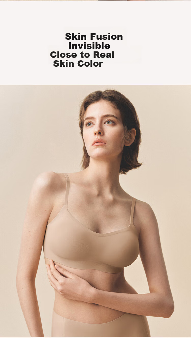 Ubras New Seamless Thin Strap Invisible Bra, No Size Powder Foundation Liquid Underwear, Invisible Skin Color, One Size Fits All 8