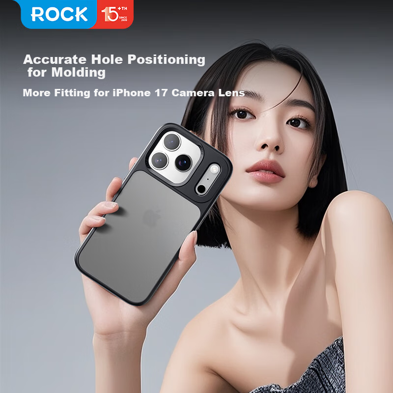 Чехол ROCK для iPhone 17 Pro Max, защитный, противоударный, полупрозрачный матовый, черный