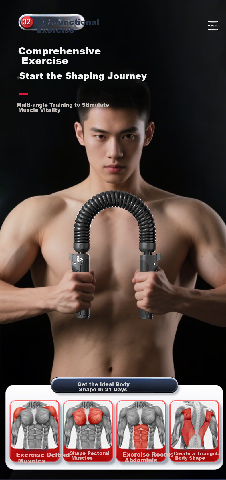 PEAK Adjustable Spring Grip Barbell for Men, Arm Strength Trainer, Chest Muscle Exercise Fitness Training Equipment, 30kg 5
