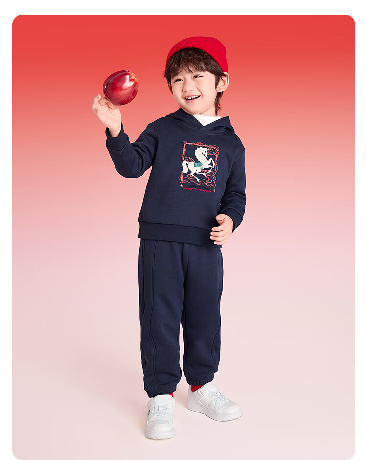 BALABALA Kids Clothing Children's Two-Piece Set Boys and Girls New Year 2025 Spring and Autumn Fleece Lined Outfit Pants Toddler Clothes 5