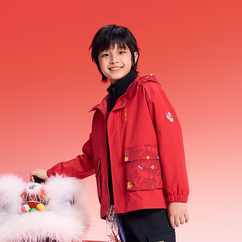 BALABALA Kids Fleece Two-Piece Set Boys' Jacket 2025 Spring Autumn Cotton Waterproof New Year Outfit