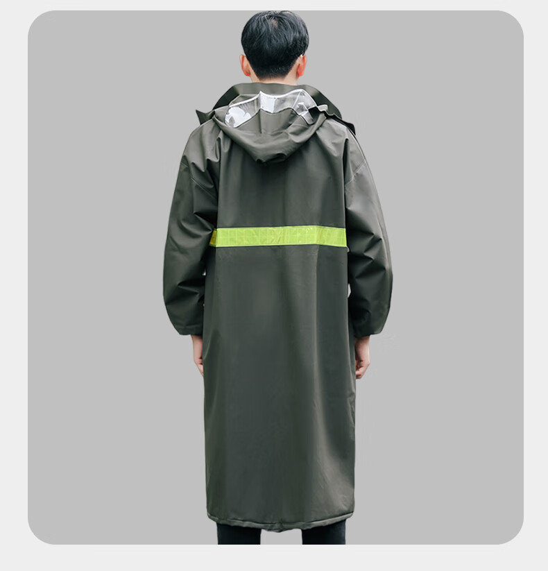 Gongqiyou Adult Reflective Raincoat Set Split Knitted Fabric Anti-Rainstorm Duty Traffic Construction Flood Control Suit Military Green XXL 4