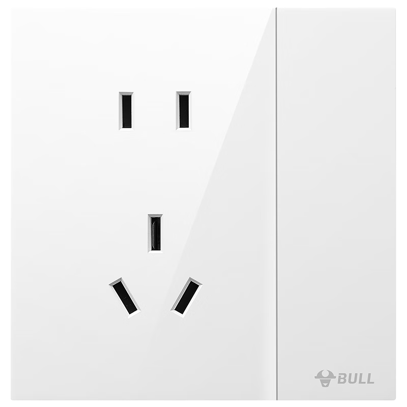 BULL Switch Socket G57 Butterfly Ultra-Thin Single Control Five-Hole with Switch Socket G57E333A, Bright White Finish, Concealed Installatio
