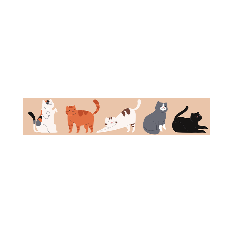 JIFFDIFF Wall Decoration Stickers, Cartoon Decals for Baby Room, Cute Animal Wallpaper, Army of Cats