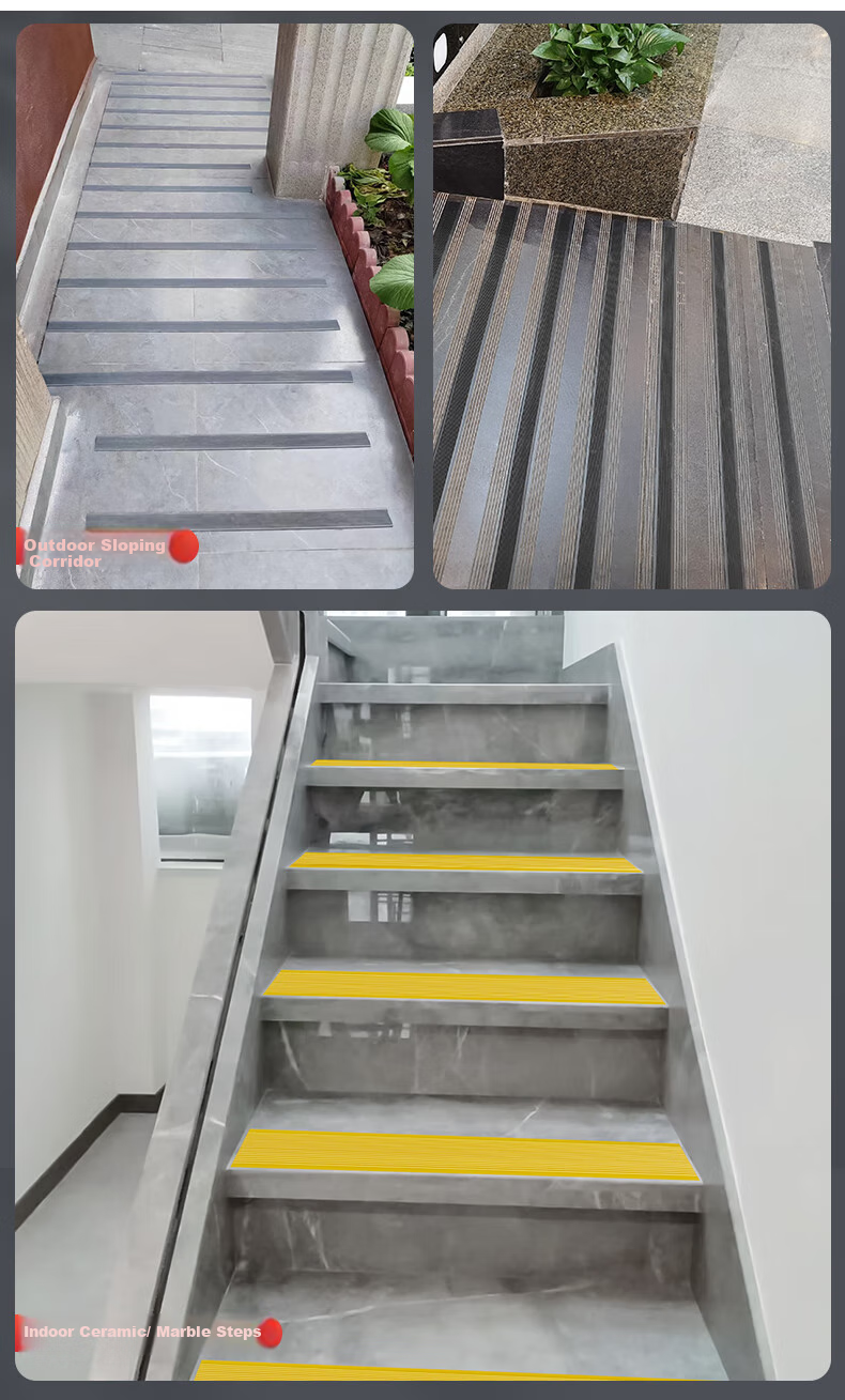 Mileqi Kindergarten School Stair Anti-Slip Warning Strip, Durable Wear-Resistant with Built-In Adhesive, Hallway Corridor Hotel Stair Bathroom Public Restroom Anti-Slip Strip PVC Wear-Resistant 12