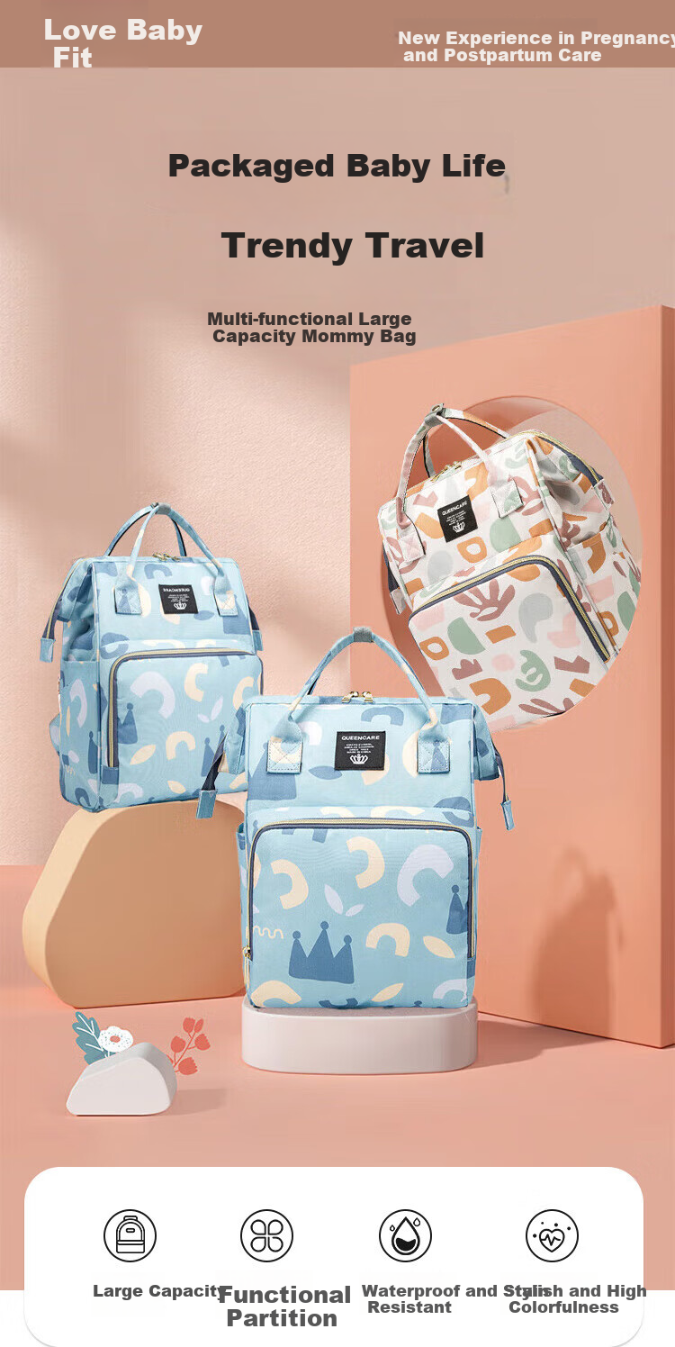 Aibao Shi Mommy Bag Multifunctional Large Capacity Maternity Backpack Lightweight Portable Work Mom Bag Off-White M419 1