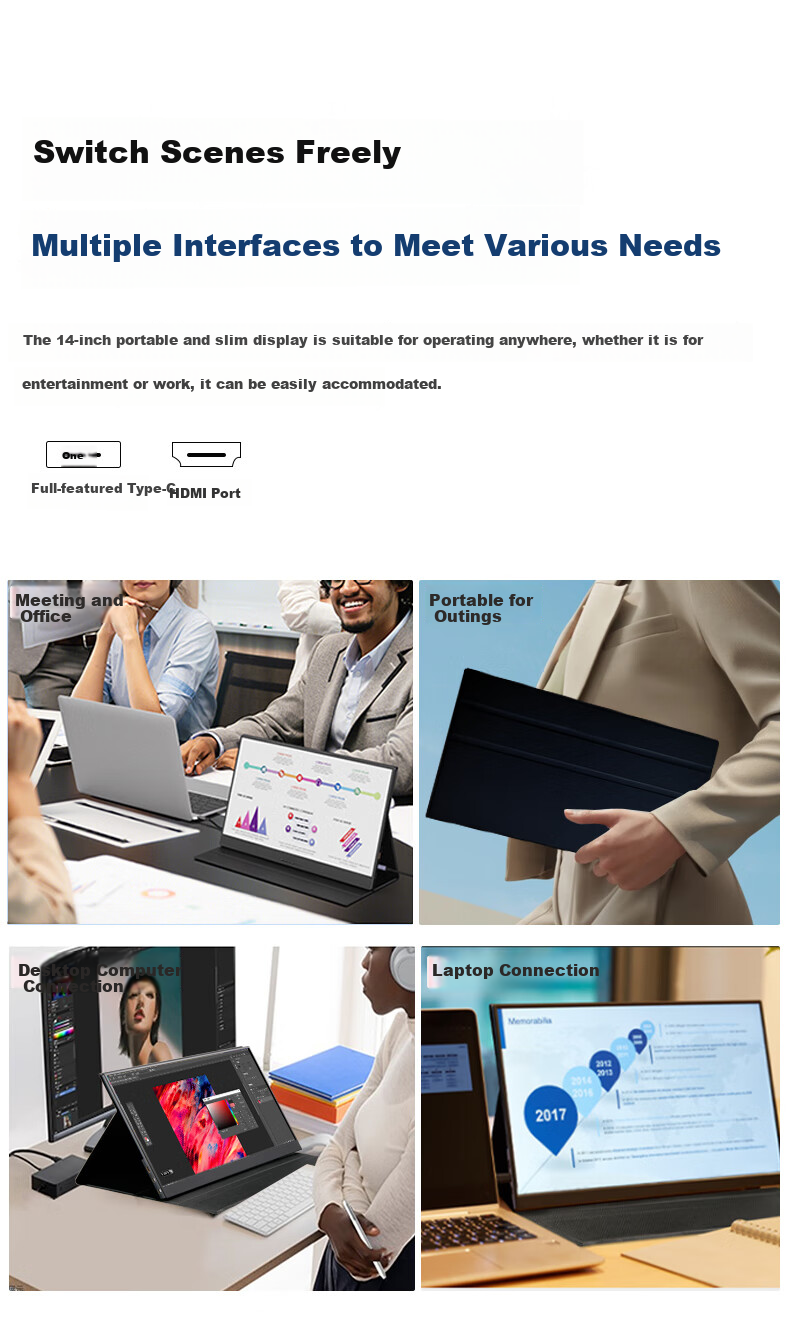 Eimio 2.5K Foldable Dual-Screen Monitor, Portable Display 16:10 Extended Triple-Screen Laptop Secondary Computer Expansion Screen 16-Inch Office Trading Large Screen E10K 5