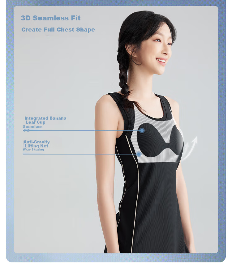 Beneunder Dress with Built-In Bra Pads, Spaghetti Strap Tank Dress, Sun Protection, Versatile Women's Clothing Skirt 8