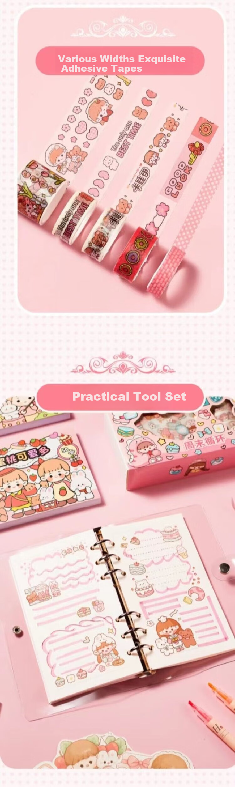 Beimuxing Children's Guka Planner Notebook Gift Set, Girls' Toys for Ages 6-10, Birthday Gifts for Girls, Planner Stickers 3