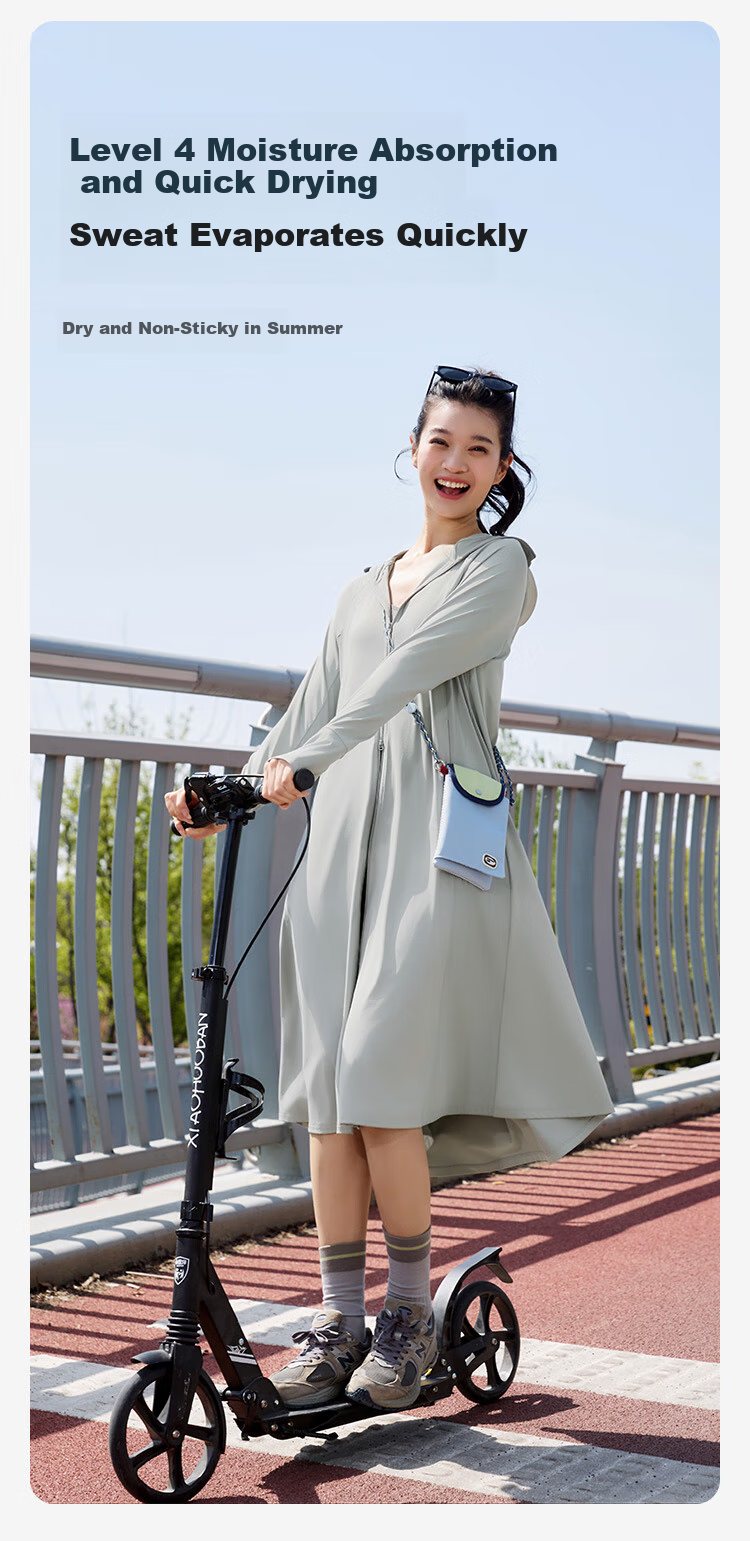 JD Original Long Sun Protection Clothing for Women, Breathable Ice Silk Cool-Feeling UV Protection Jacket Full Body Sun Protection Garment, Black, XS 11