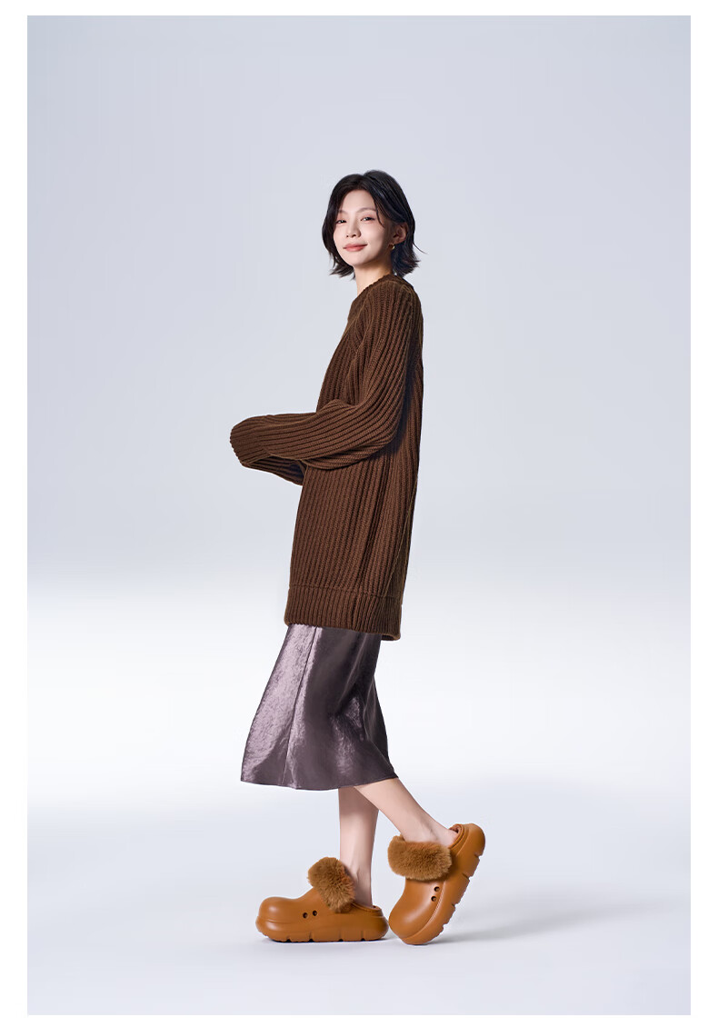 BEYS Zhang Xiaowan Style Furry Slippers 2025 New Women's Winter Thick Sole Cotton Shoes Birkenstock Snow Boots Sand Color 35-36 5