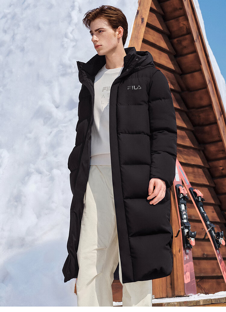 FILAFILA Official RGB Long Down Jacket 2025 Winter Couples Hooded Cold-Resistant Warm Coat 11