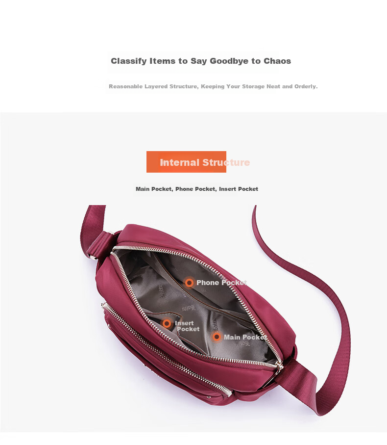 Laifu Women's Crossbody Phone Bag, Casual Fashion Shoulder Bag, Large Capacity Nylon Fabric, Lightweight Birthday Gift 13