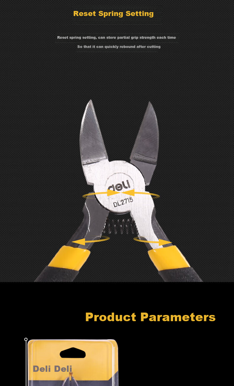 Deli Non-Slip Water Pipe Pliers, Water Pipe Cutter, Electronic Scissors, Plastic Pliers, Diagonal Cutting Pliers, 5 Inches, DL2715 4