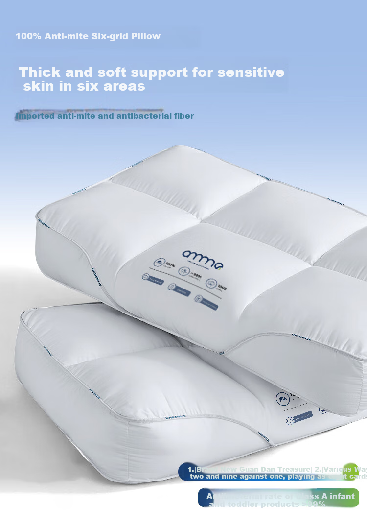 Anmino Anti-Mite Neck Pillow, Antibacterial Pillow Core, Zoned Pressure-Relieving Cervical Pillow 1