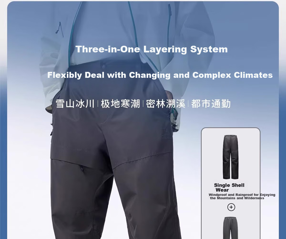 CAMEL Outdoor Hiking Pants for Men, Three-In Windproof Waterproof Fleece Inner Layer, Highly Breathable Moisture-Proof Temperature-Resistant Mountaineering Trousers for Women, XL 3
