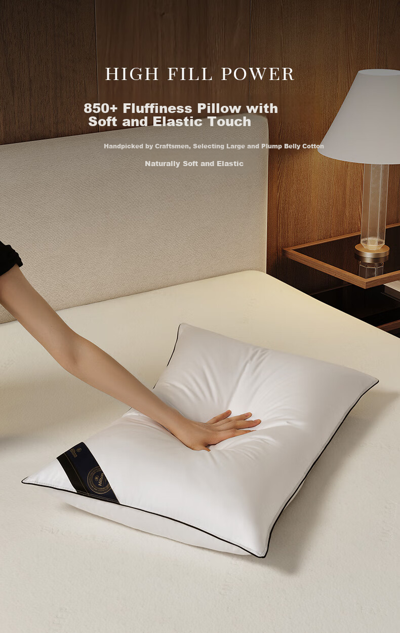Canasin Hilton Pillow, All Goose Down, Five-Star Hotel Duvet, Class A 95% White Goose Down Pillow, Single Piece, 74*48cm 6