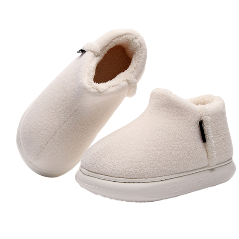 Paul Frank Authentic Autumn Winter Back Strap Cotton Shoes Unisex Outdoor Non-slip Fleece Warm Thick Sole White Size 40-41