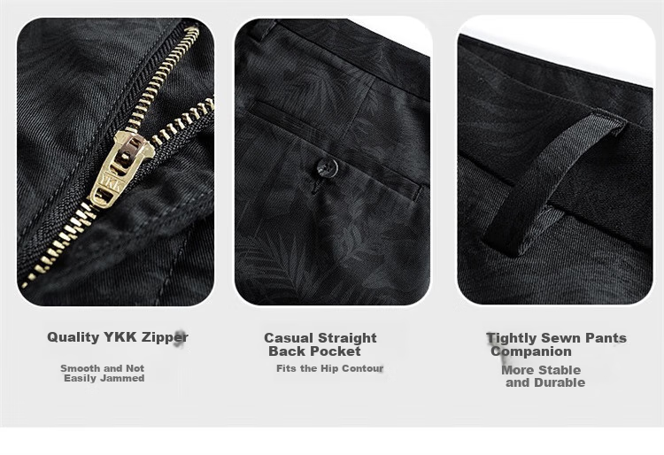 DANCING WOLVES [Bamboo Fiber] Summer Palm Leaf Dark Pattern Breathable Comfortable Versatile Casual Shorts, 001 Black, Size 30 8