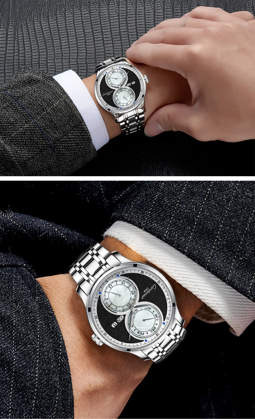 CARDIMSIR Men's Mechanical Watch Fully Automatic Ultra-thin Dual Calendar Waterproof Luminous Steel Band Top Ten Famous Watches Gift for Husband 5