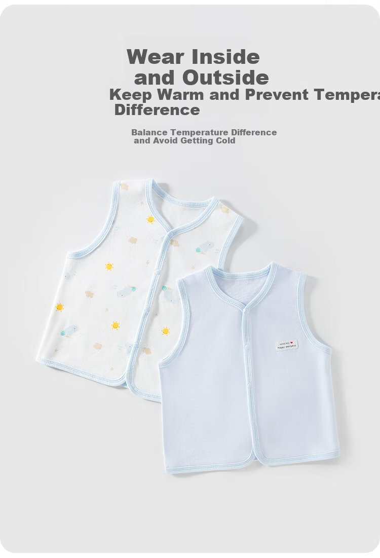 Qiaojiaoya 2-Piece Baby Vest Set, Newborn Clothing Waistcoat, Full Moon Baby Sleeveless Jacket, Class A Pure Cotton Spring And Autumn Seaso 3
