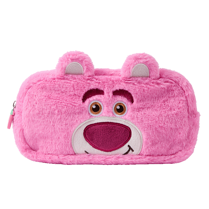 Disney Plush Pencil Case for Middle and High School Students, Large Capacity Cute Stationery Box for Girls, Strawberry Bear School Supplies