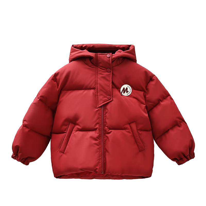 MOMOCO Boys' Cotton Padded Jacket 2025 Winter Red Size 90
