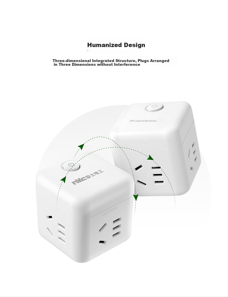 NVCleishidiangong Wireless Mini Cube Power Strip Adapter, Mini Travel Converter, Multi-Functional One-To EM3110 3